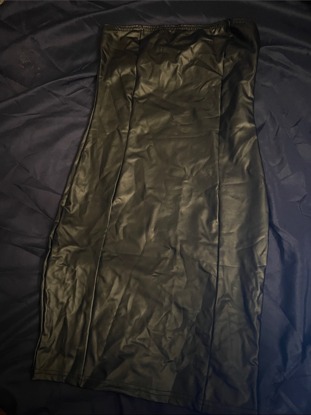 Black Faux Leather Pencil dress- Women